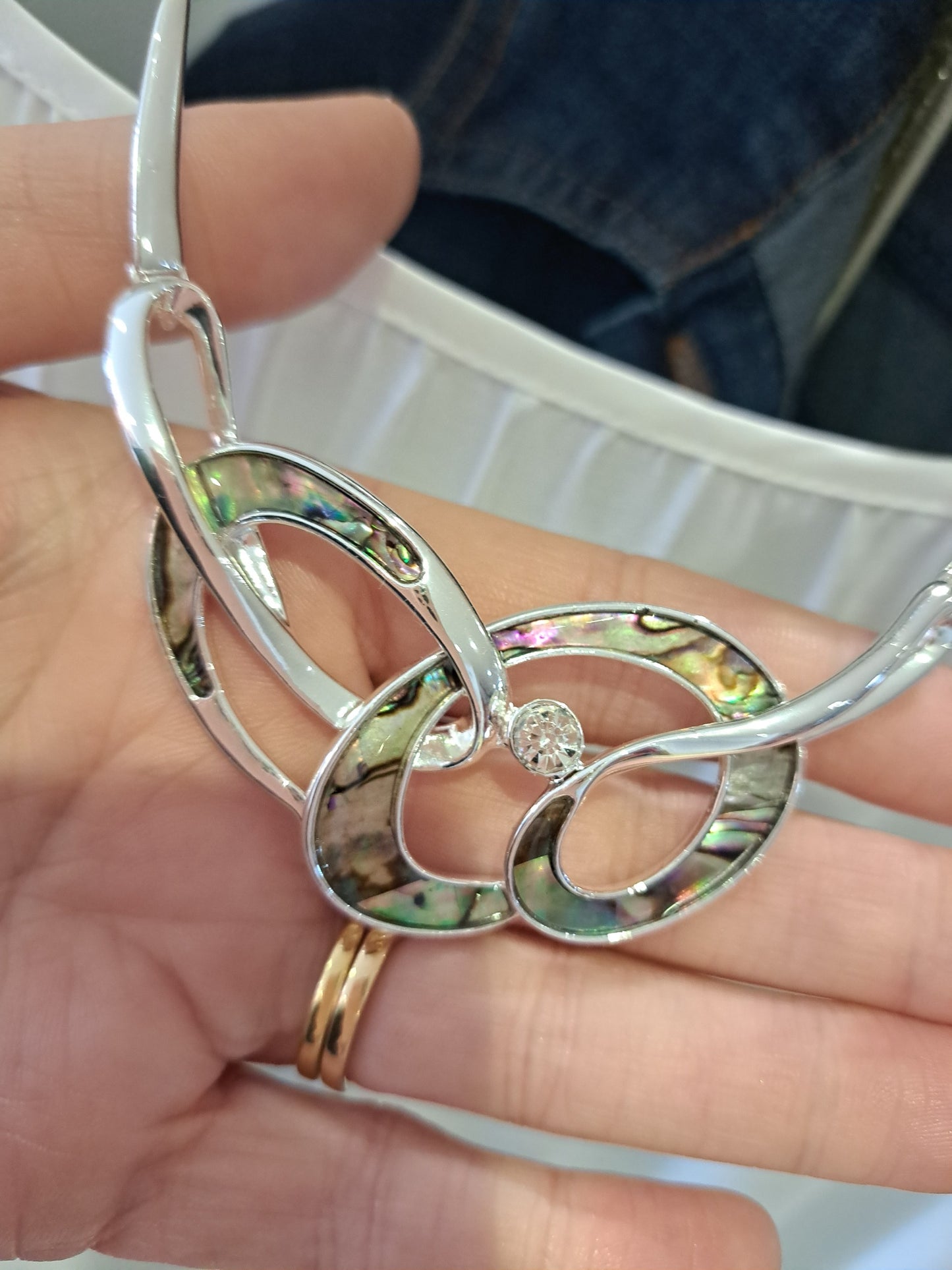 silver and Mother of pearl necklace - Maya Maya Ltd