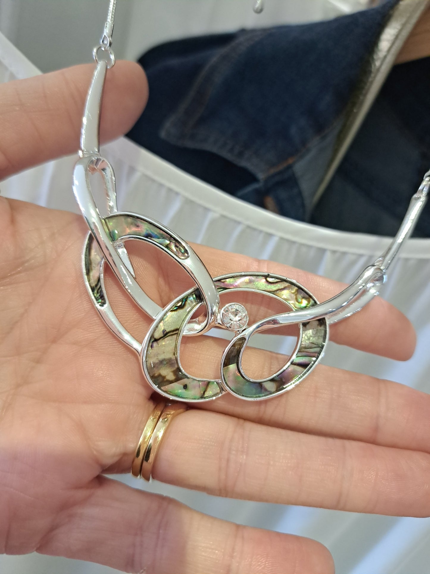 silver and Mother of pearl necklace - Maya Maya Ltd