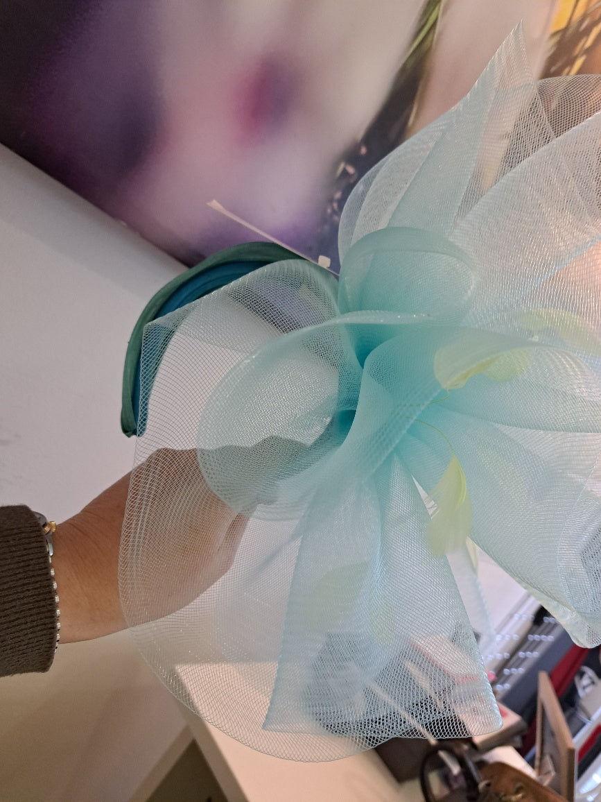 Aqua lime fascinator - Maya Maya Ltd