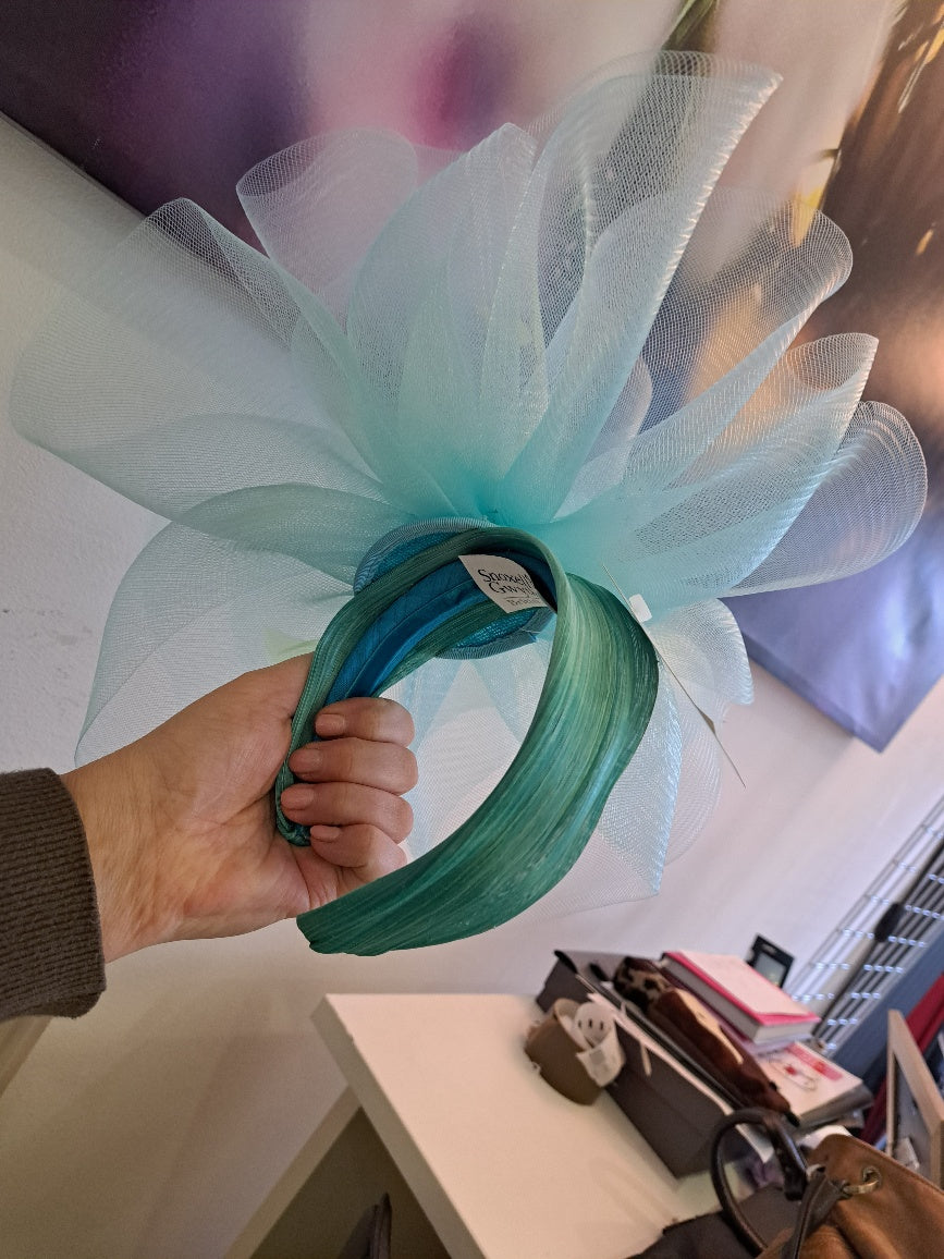 Aqua lime fascinator - Maya Maya Ltd