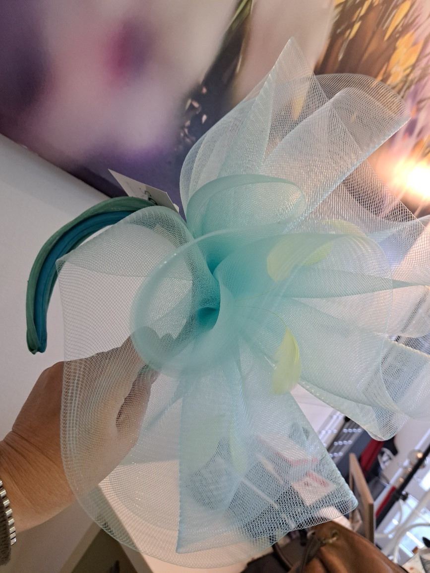 Aqua lime fascinator - Maya Maya Ltd