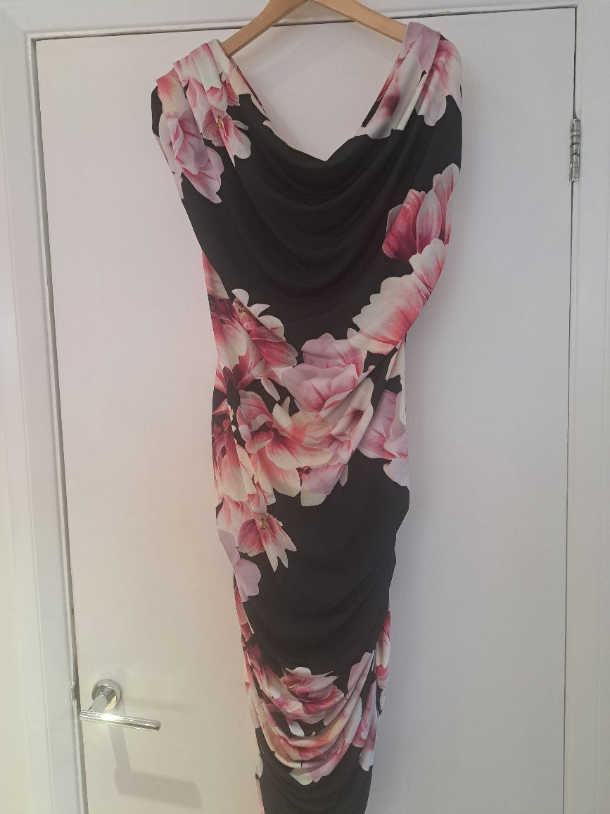 Atom label oxygen dress pink flower - Maya Maya Ltd