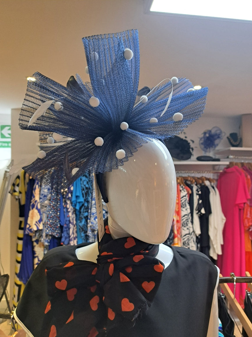 navy white fascinator - Maya Maya Ltd