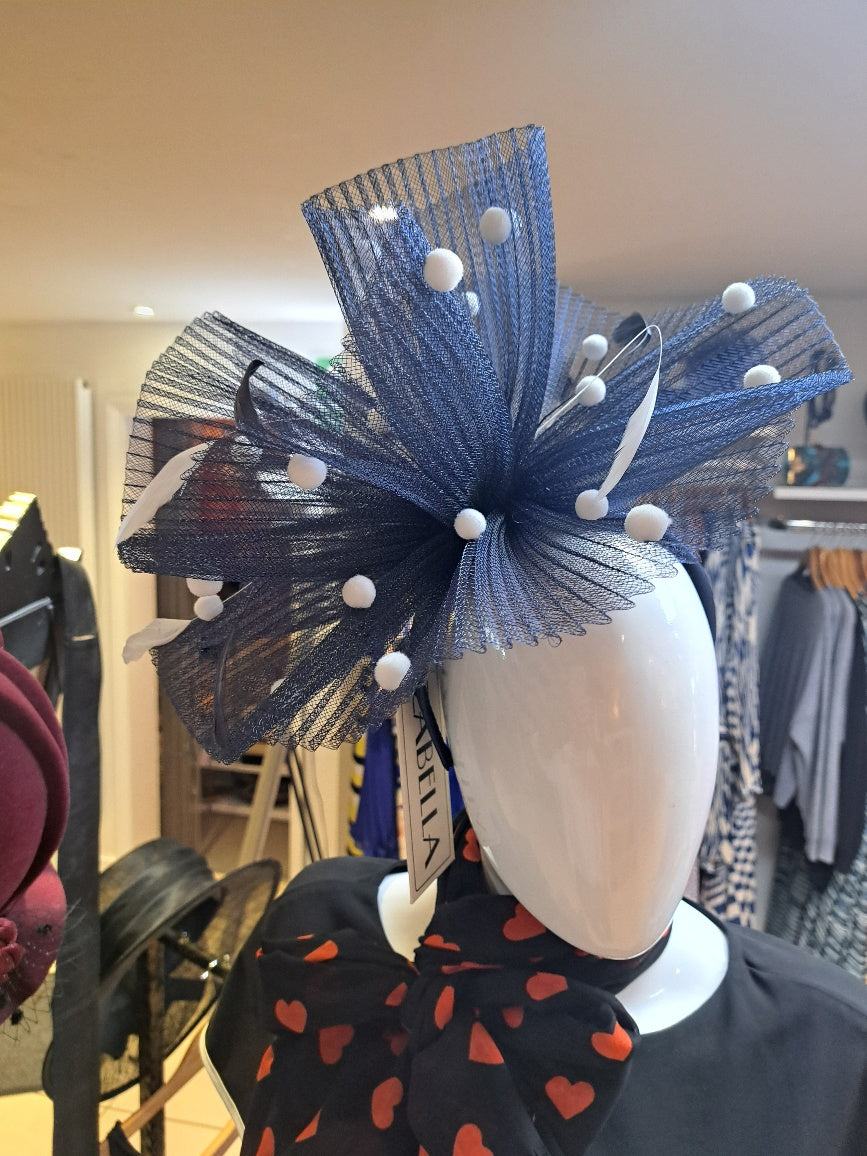 navy white fascinator - Maya Maya Ltd