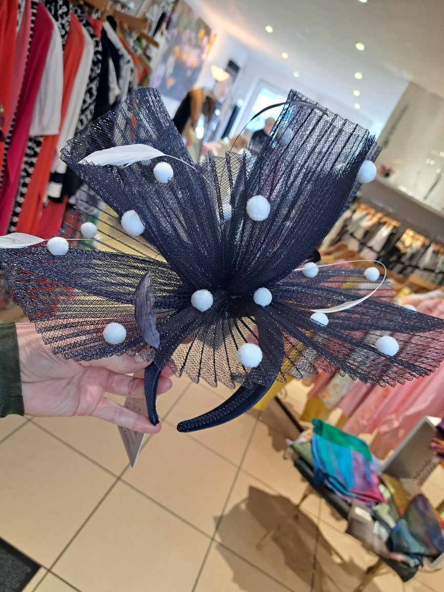 navy white fascinator - Maya Maya Ltd