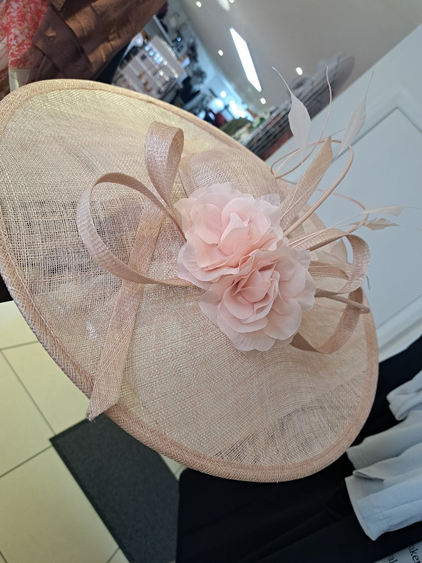 Large peach upturn fascinator - Maya Maya Ltd
