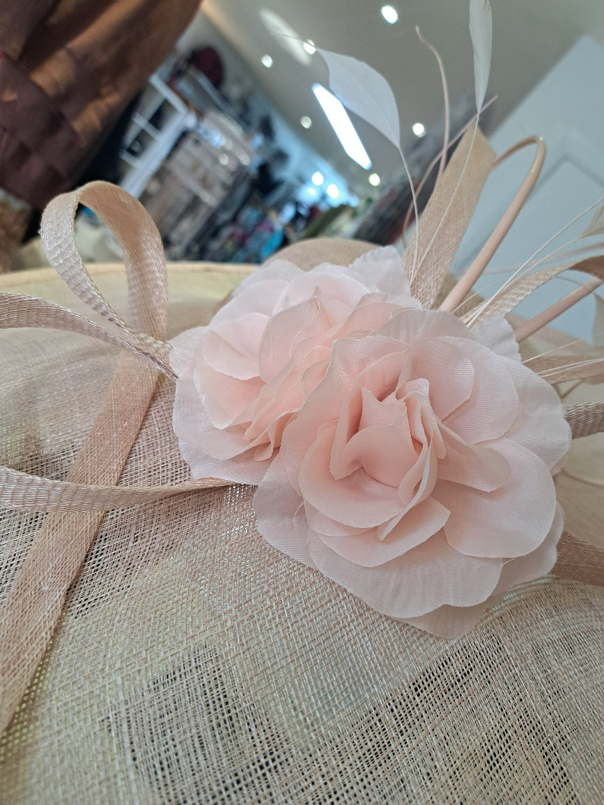 Large peach upturn fascinator - Maya Maya Ltd