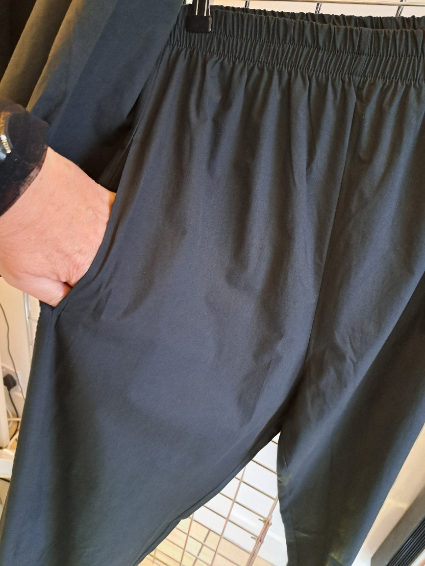 Black cotton pull on pants - Maya Maya Ltd