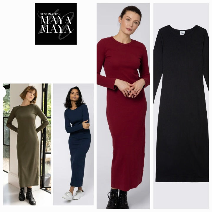 Long sleeved ribbed dress
