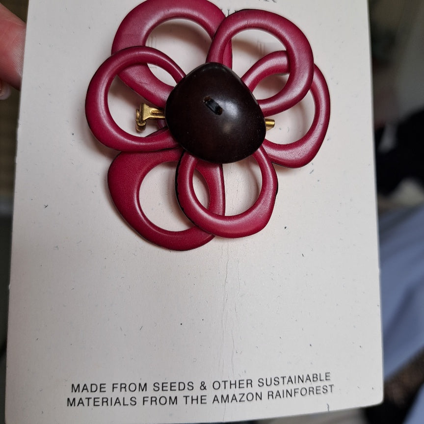Tague nut seed brooch