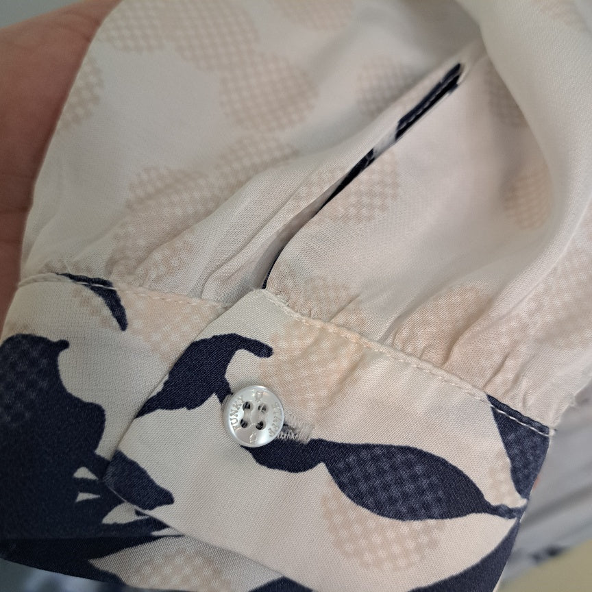 Navy white flower print dress