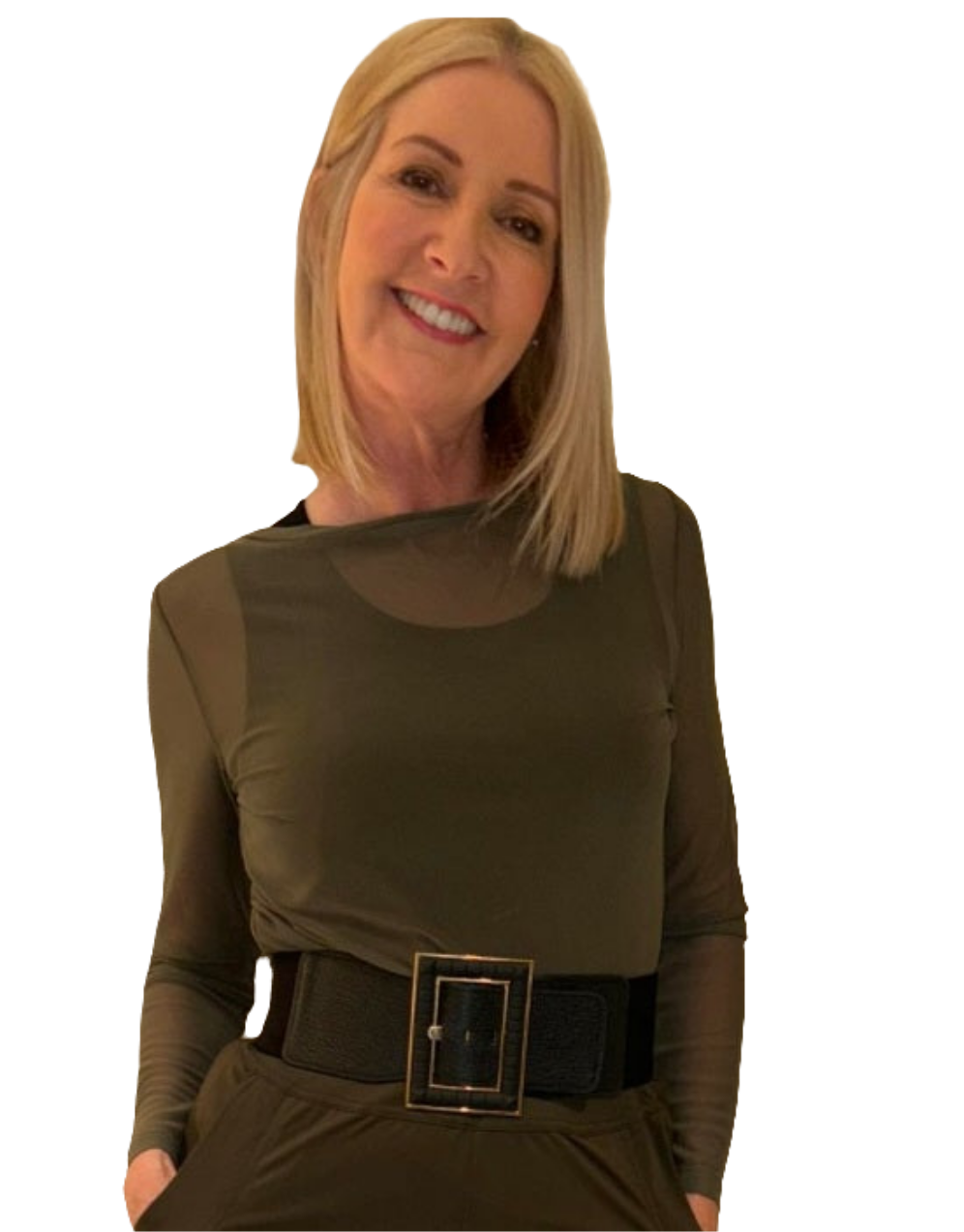 Sheer boat neck top khaki