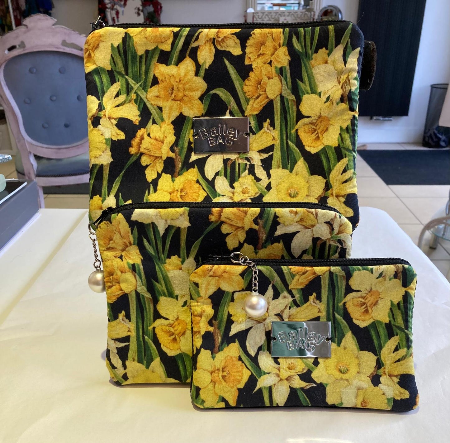 Handmade accessory bag set of 3