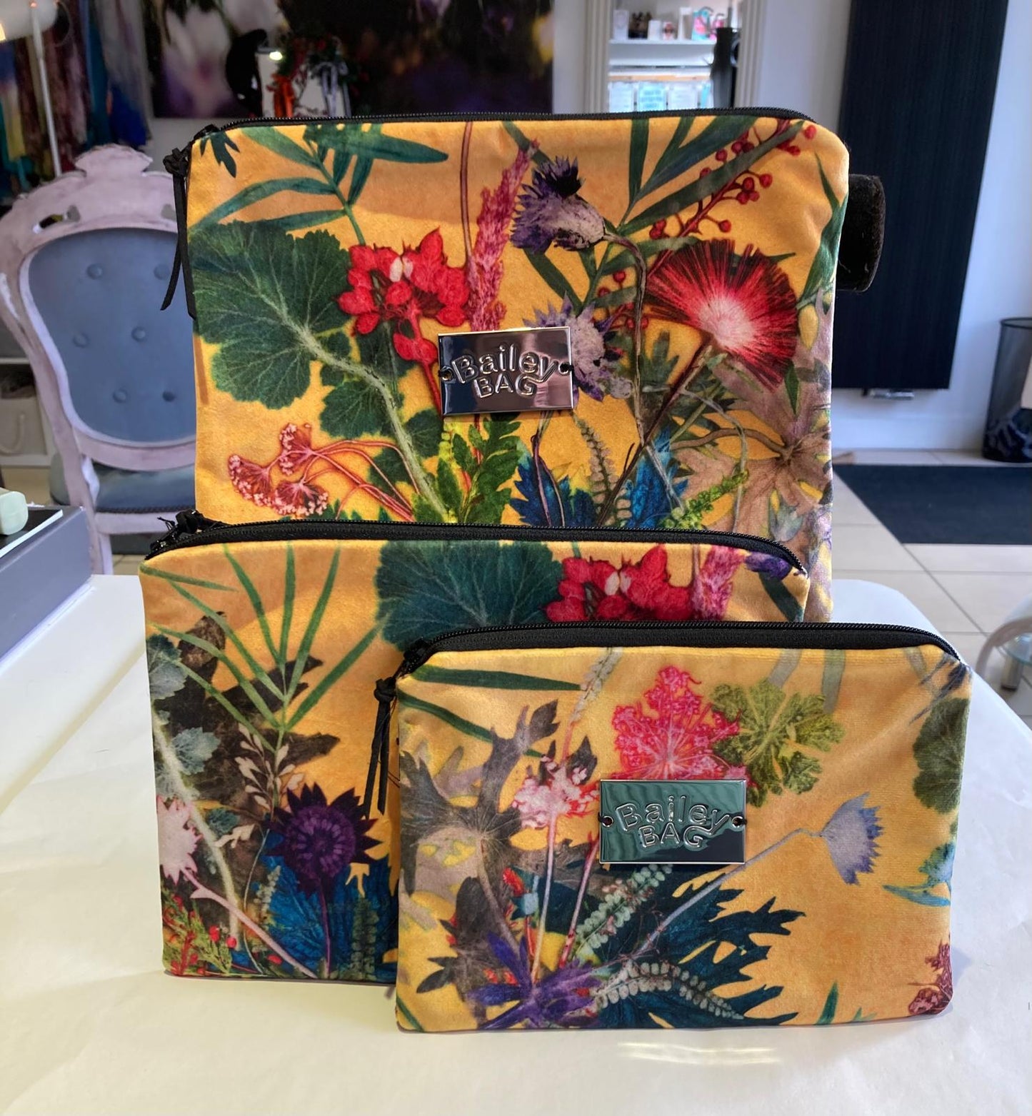 Handmade accessory bag set of 3