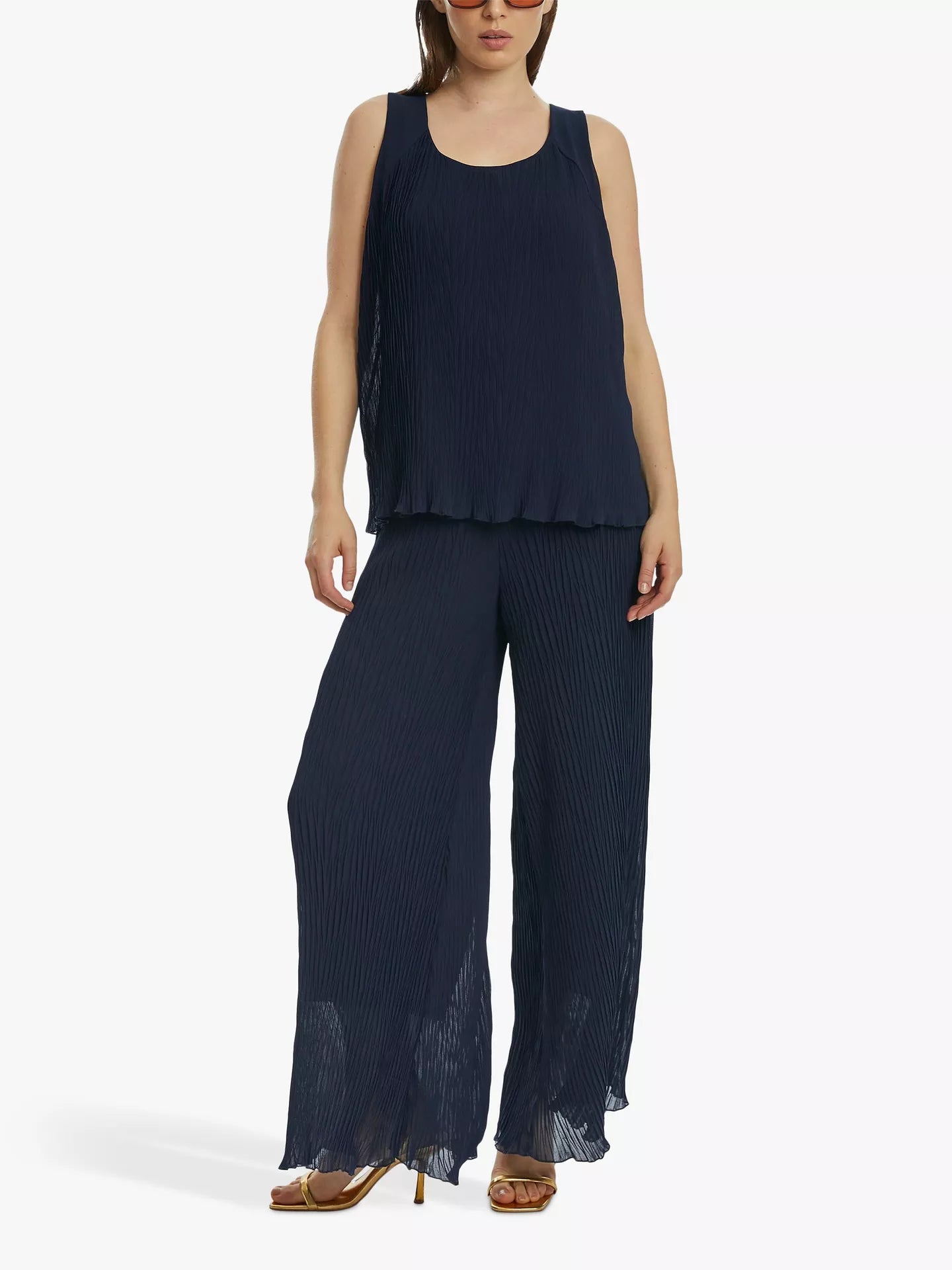 Crinkle wide leg trousers Black