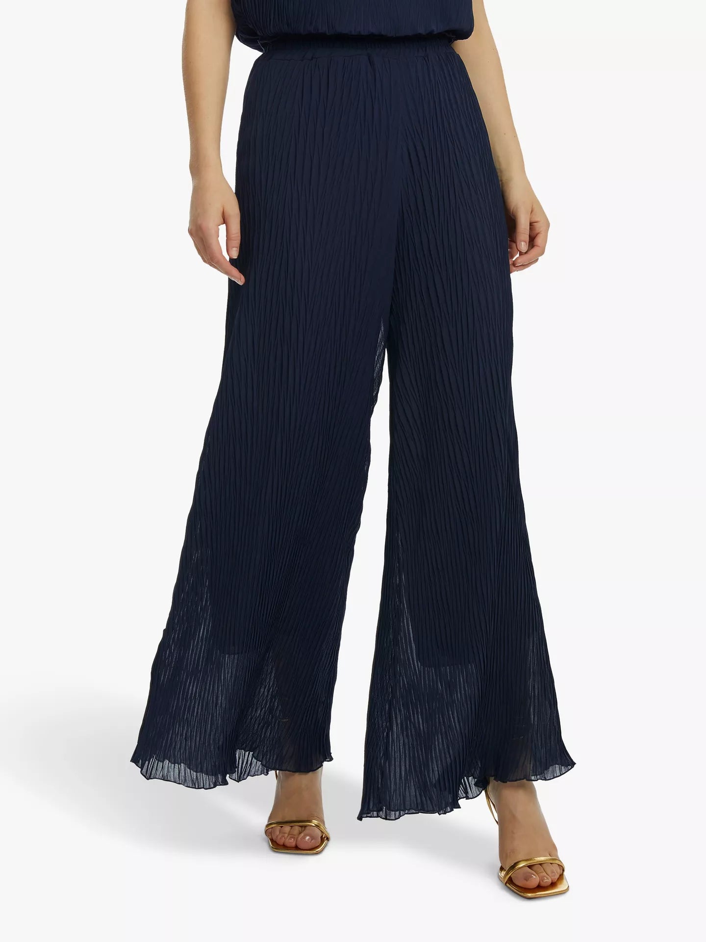 Crinkle wide leg trousers Black