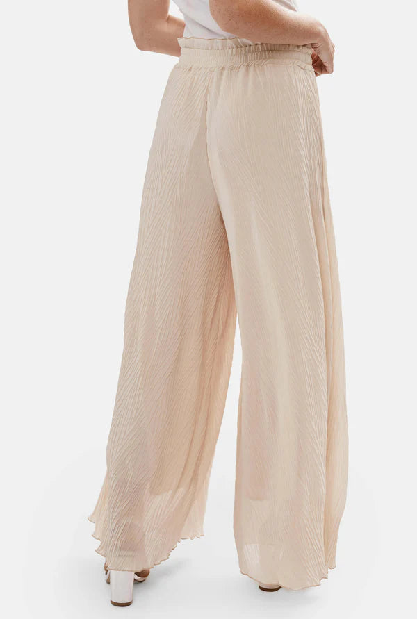 Crinkle wide leg trousers cream