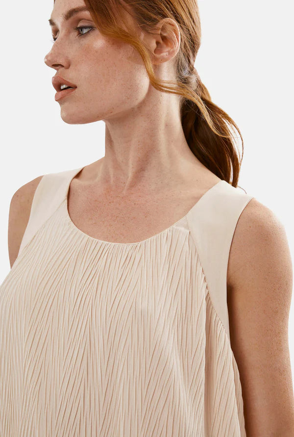 Crinkle wide leg trousers cream