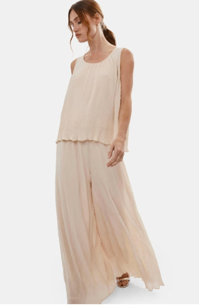 Crinkle wide leg trousers cream