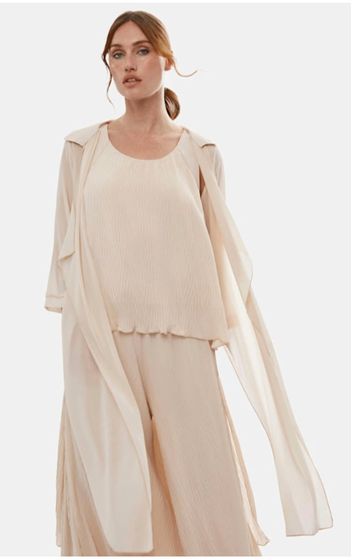 Crinkle wide leg trousers cream