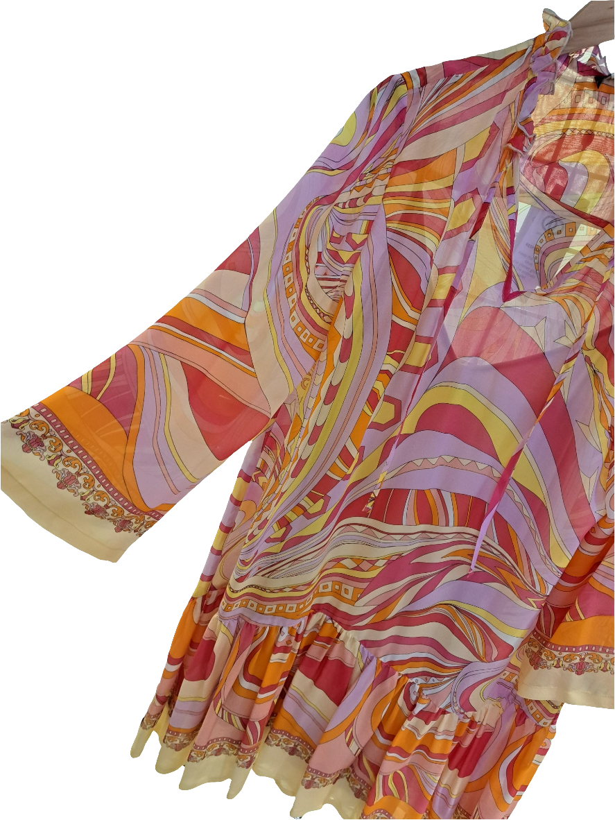 70s inspired print floaty dress