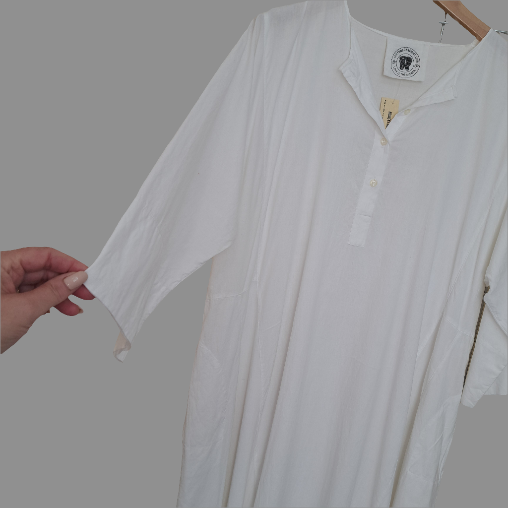 Cotton, full skirt, maxi dress.