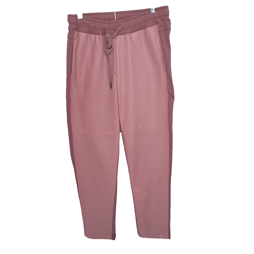 Half pleather trousers