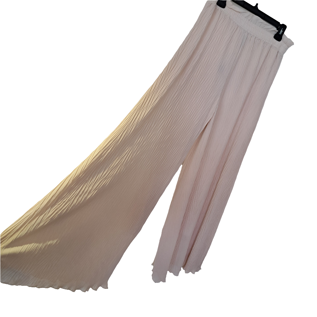 Crinkle wide leg trousers cream