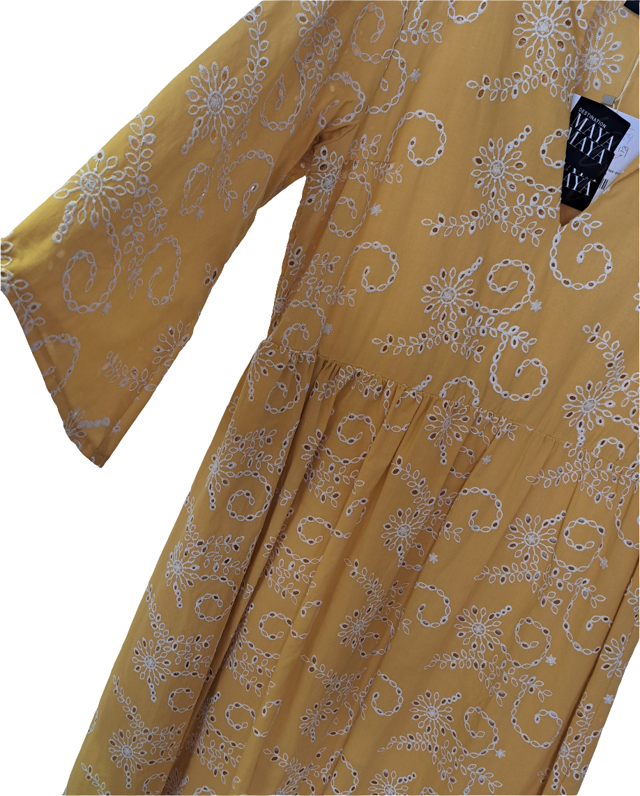 Mustard yellow cotton maxi dress