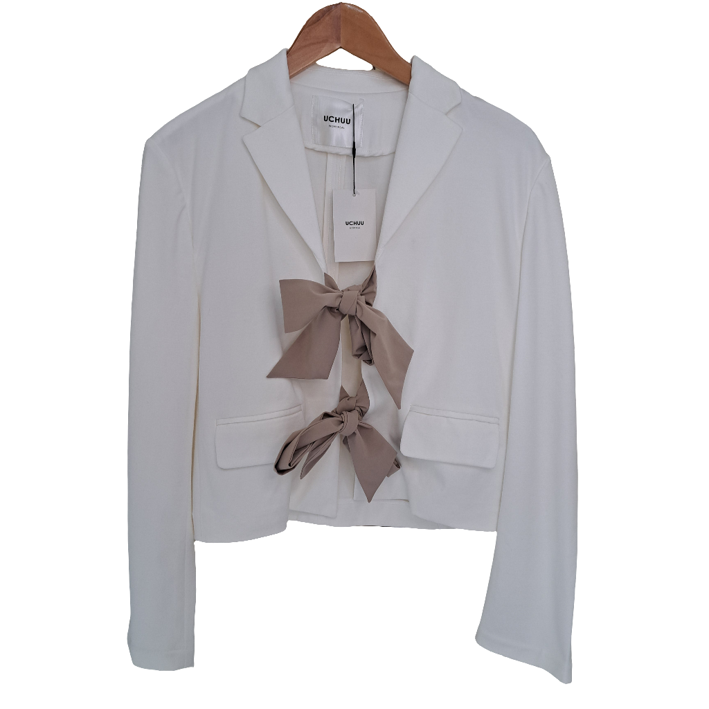 Cream Bow Tie stretch jacket