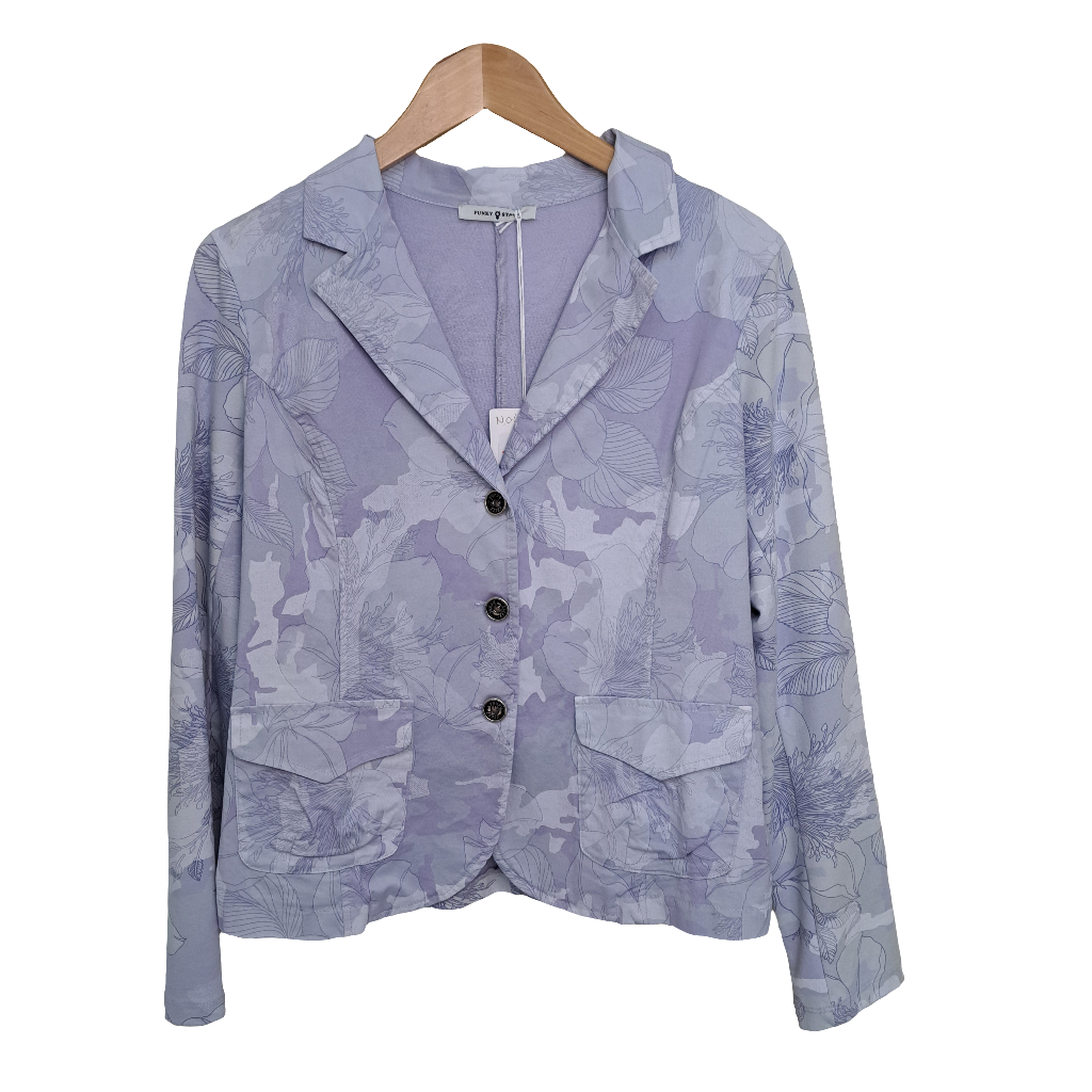 cornflower blue floral stretch jacket