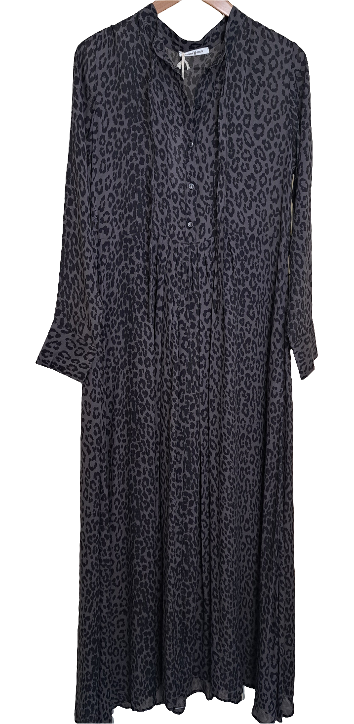 animal print maxi dress grey black