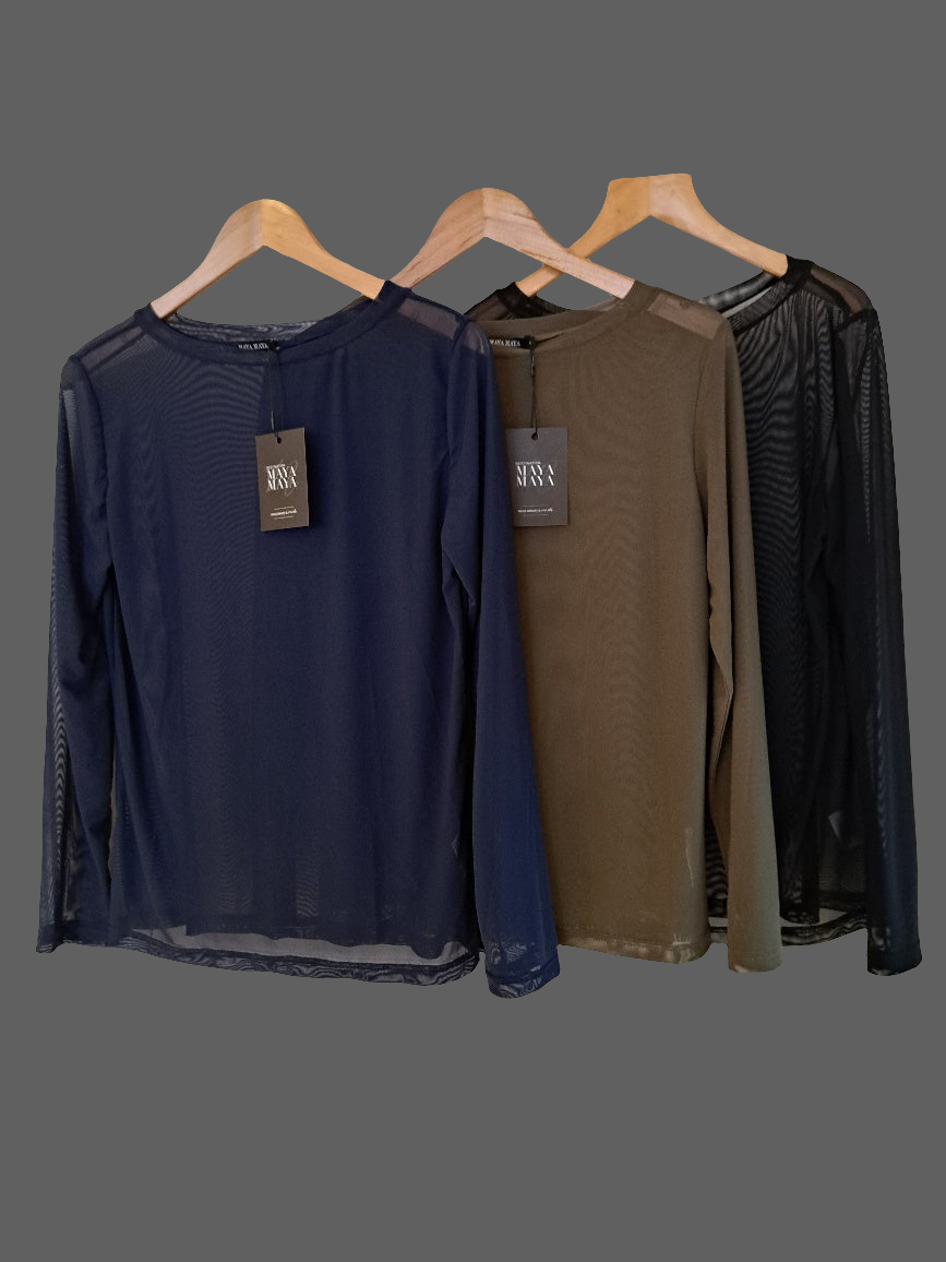 Sheer boat neck top Navy