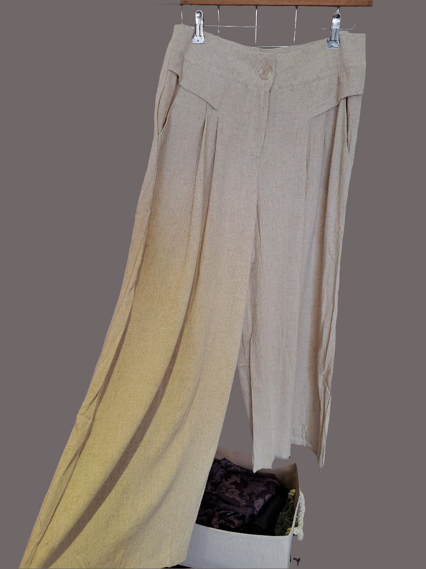 Linen mix wide leg trousers