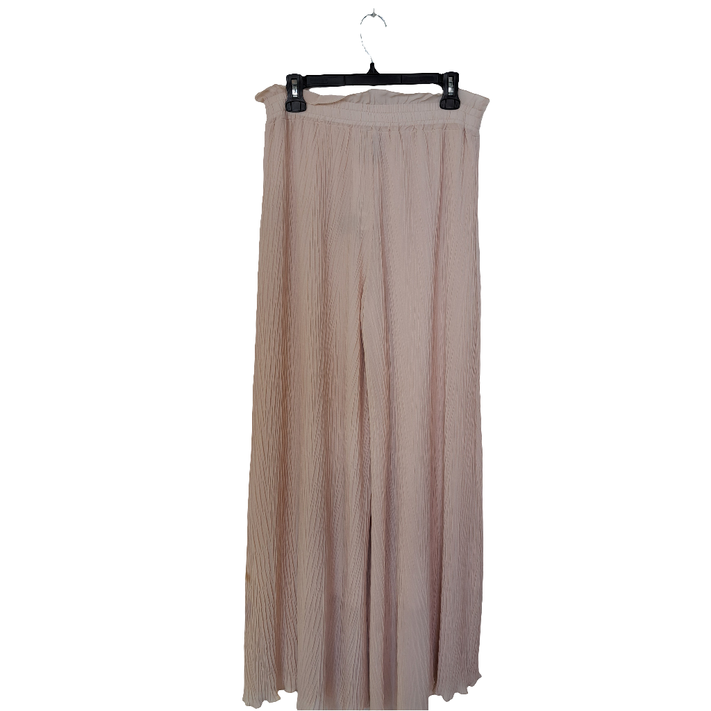Crinkle wide leg trousers cream