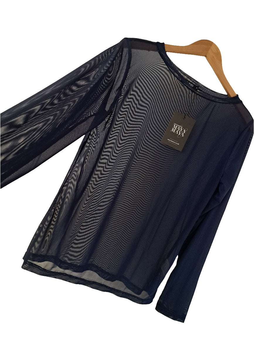 Sheer boat neck top Navy