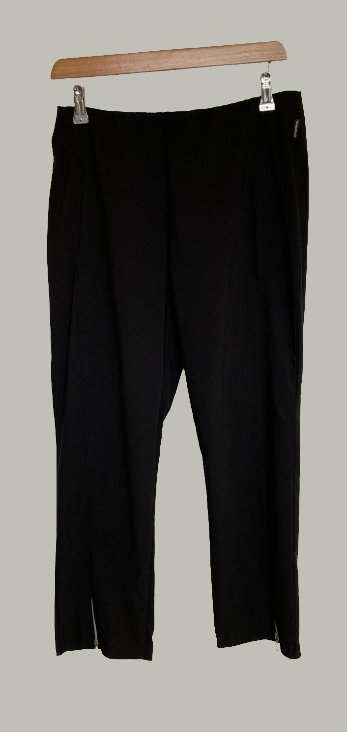 Black stretch zip pants