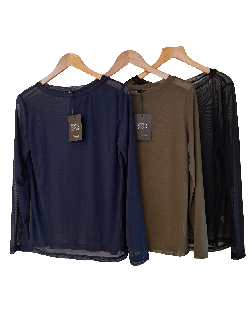 Sheer boat neck top Black