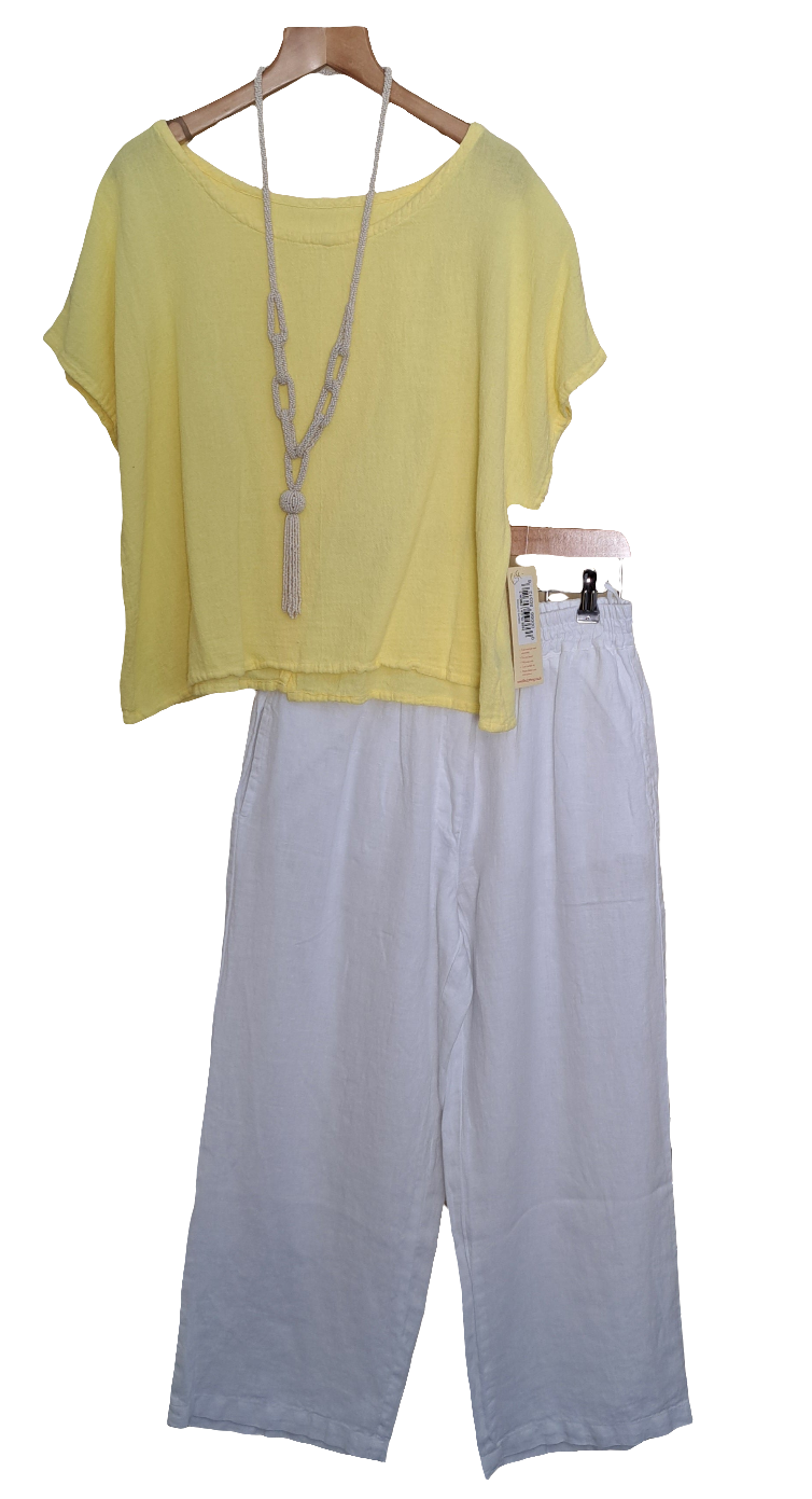 White linen pants
