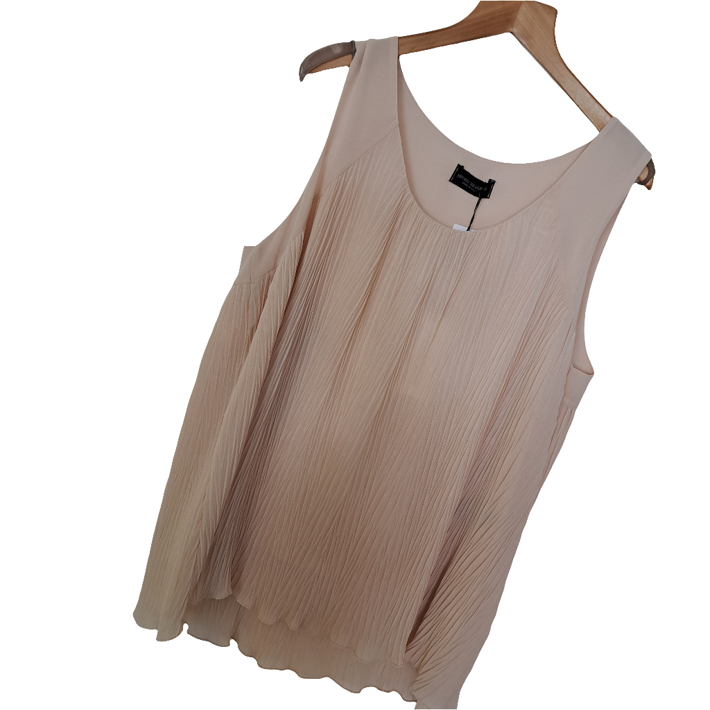 Crinkle chiffon vest top cream