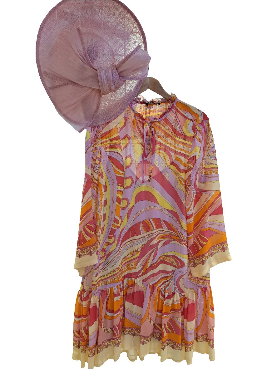 70s inspired print floaty dress