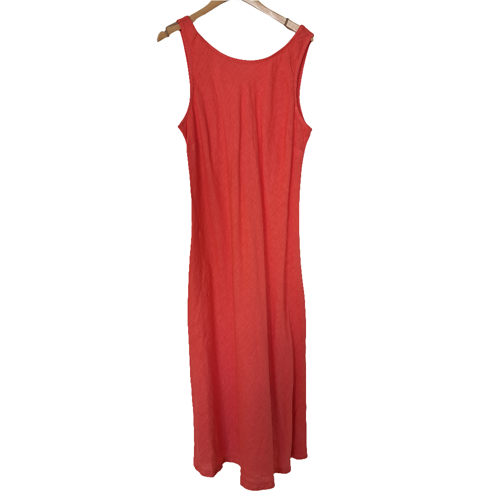 Coral linen dress.