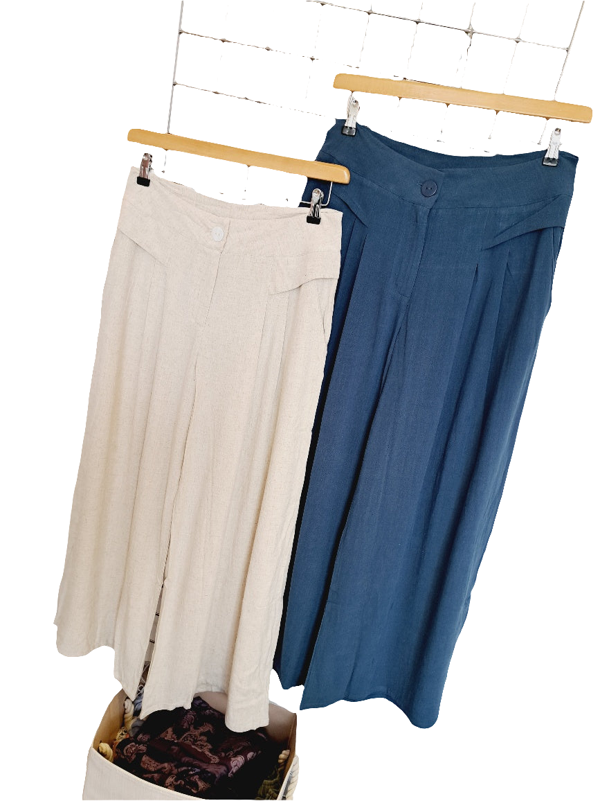 Linen mix wide leg trousers