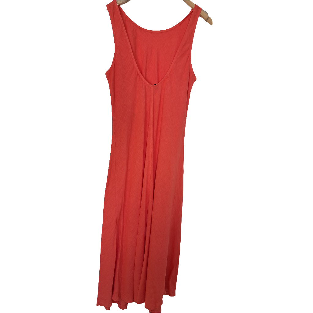 Coral linen dress.