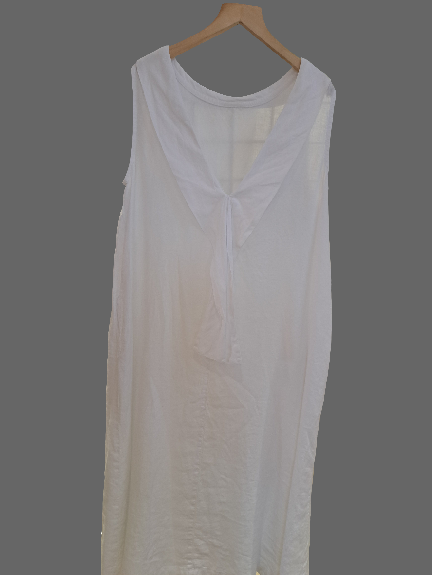 White V back linen dress