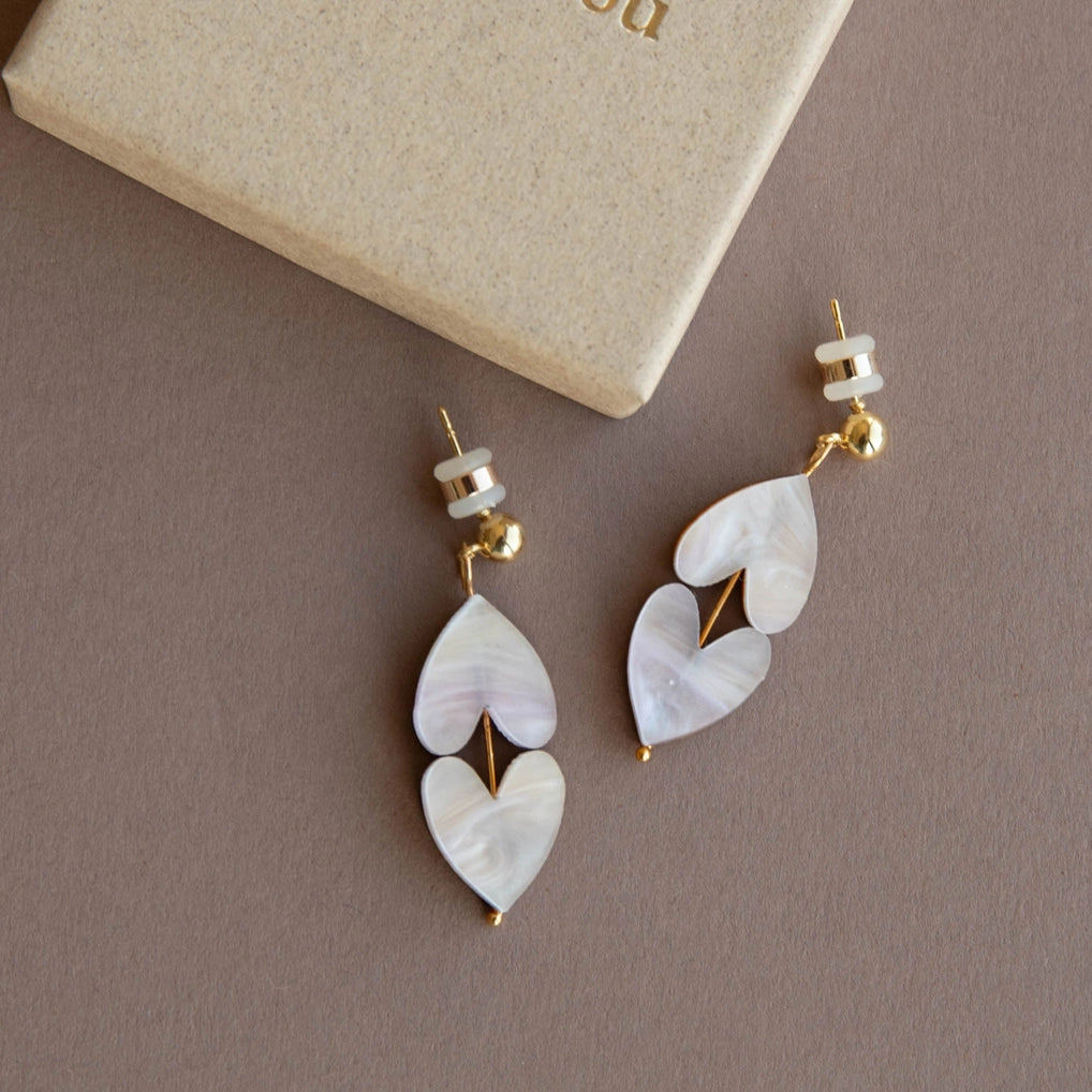 Pearl heart earrings