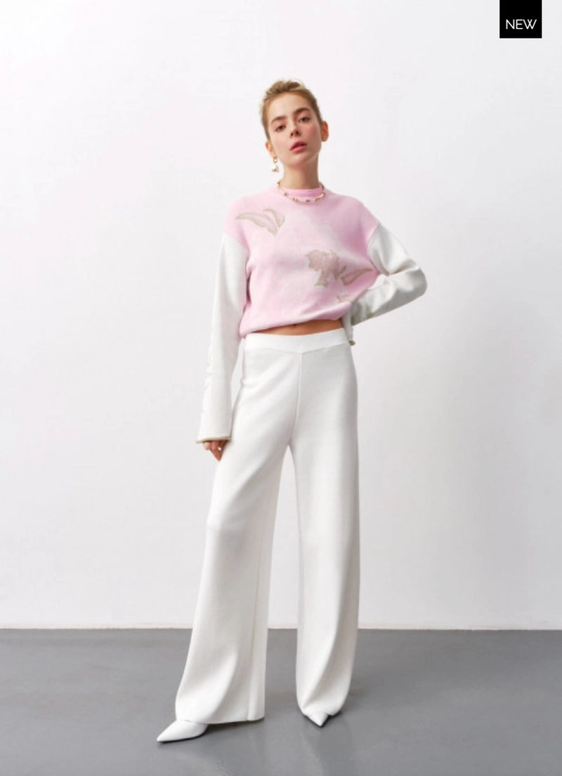 Pink pattern crop sweater