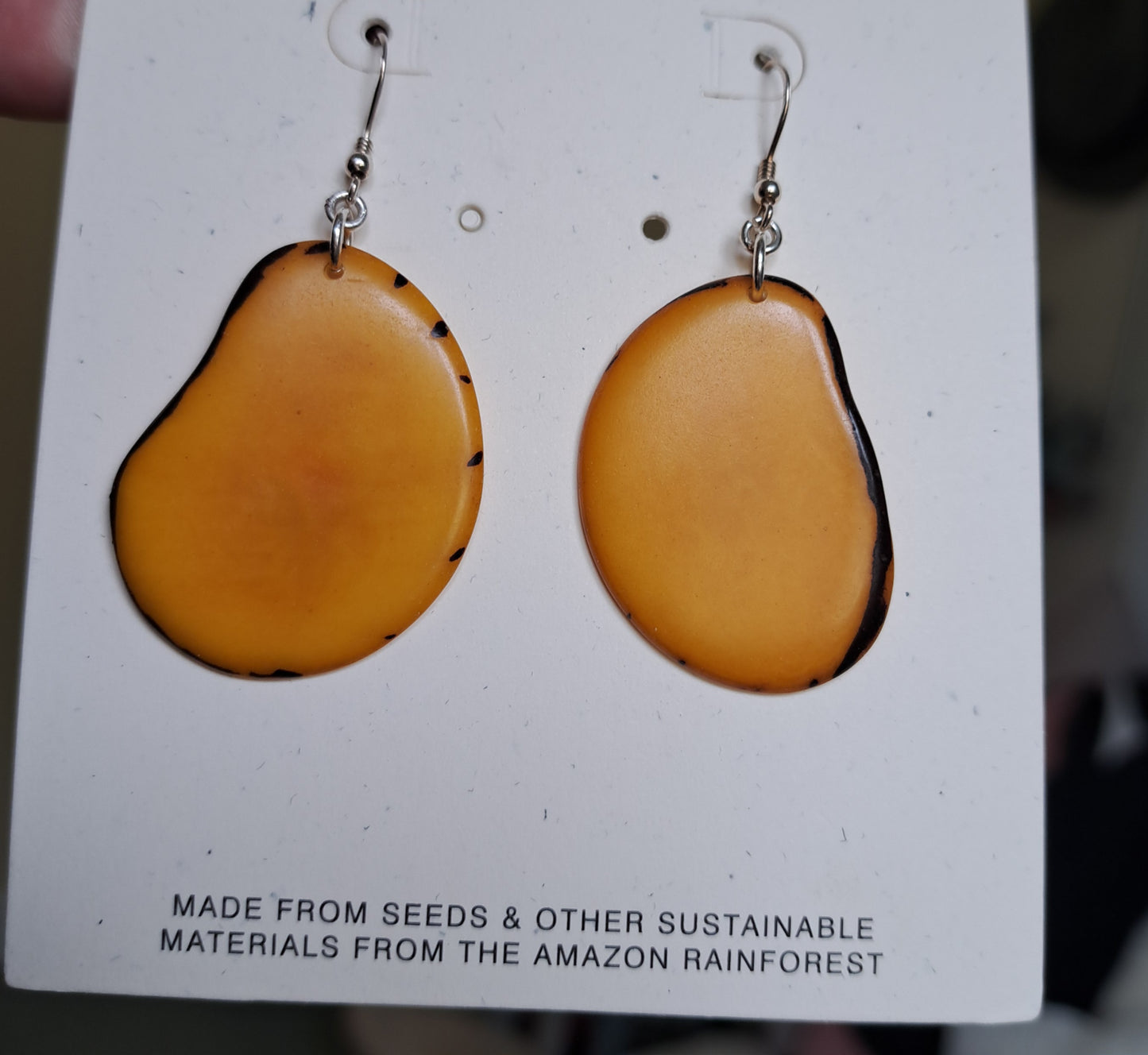 Mustard coloured Tagua nut earrings