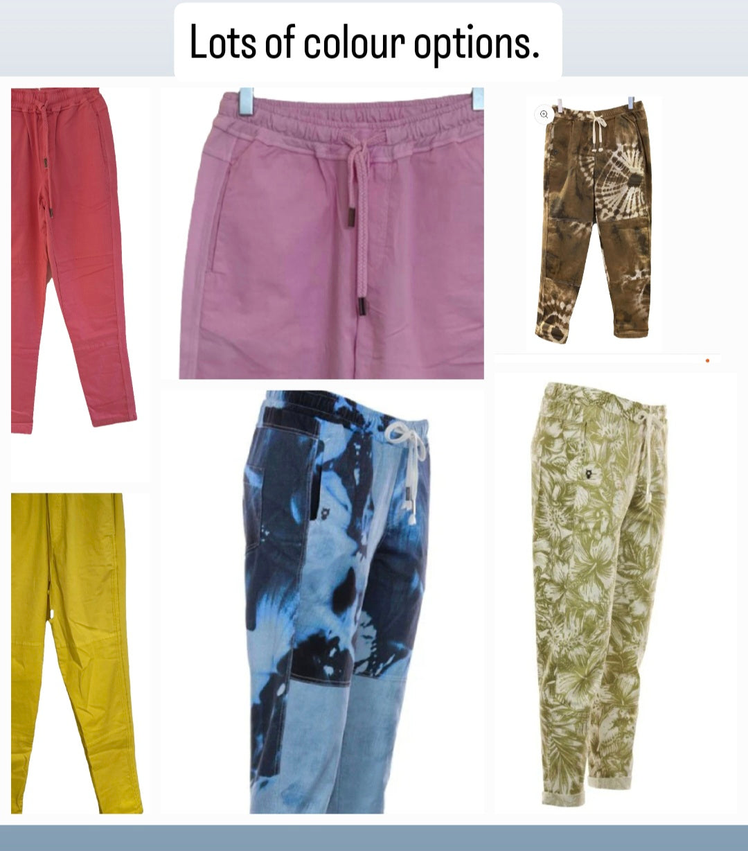 Pull on comfy cotton trousers.