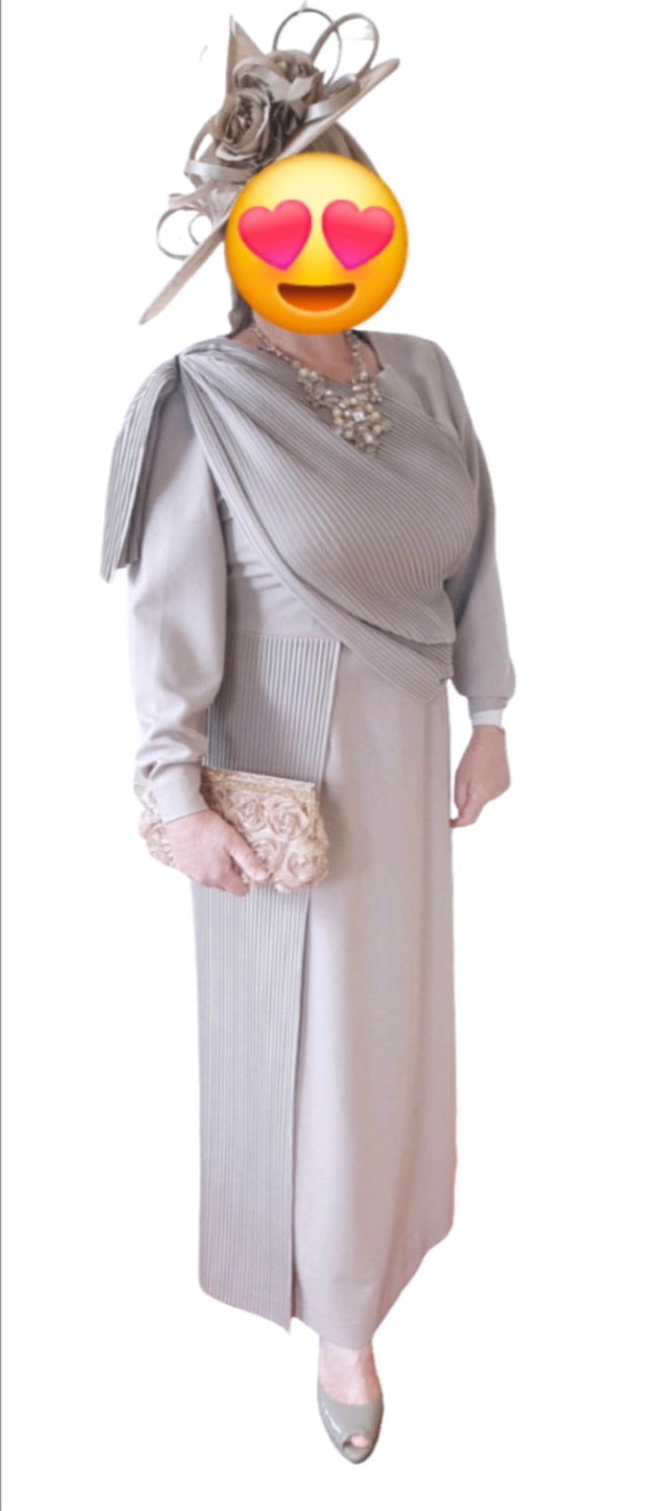 Taupe pleated detail maxi